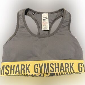 Gymshark Fit Seamless Sports Bra - Charcoal/Yellow - Small